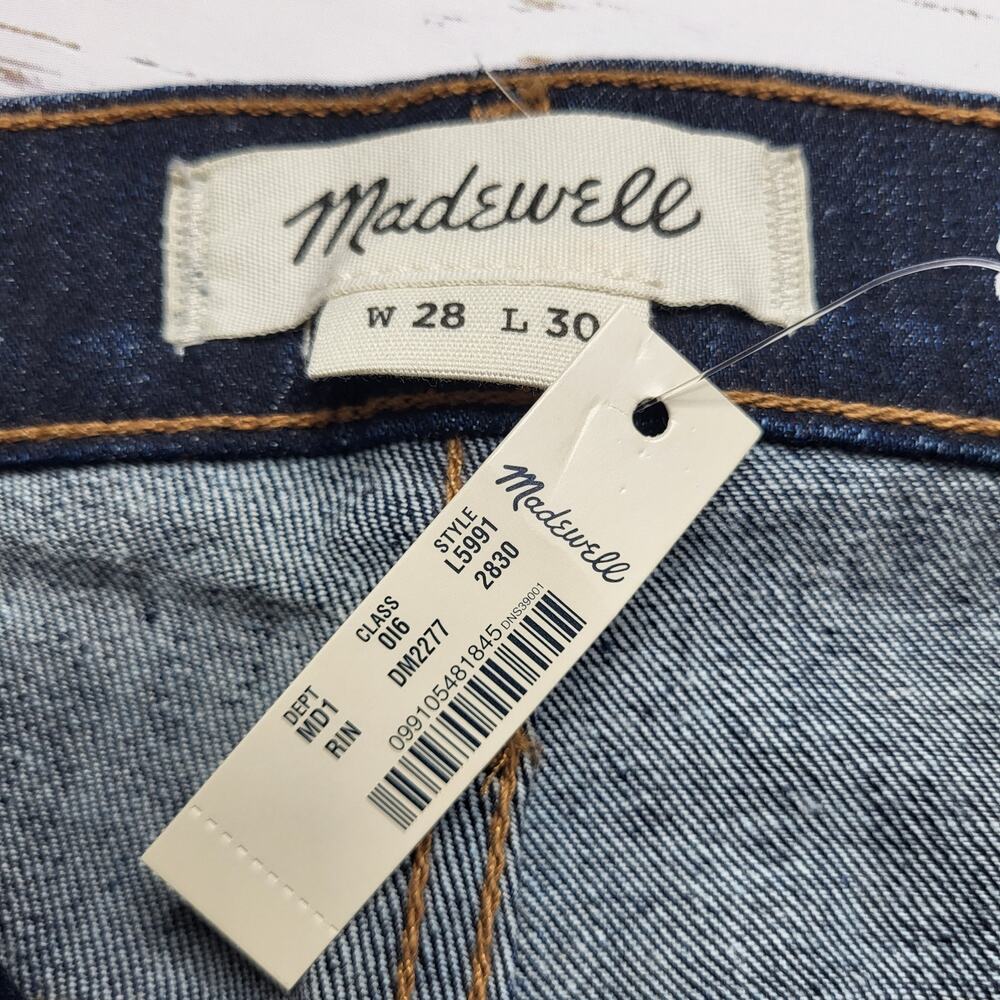 Madewell Mens Straight Jeans Dark Rinse Wash Relaxed Flex Denim Button Zip 28x30 - Picture 9 of 12